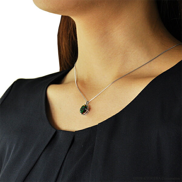 ブラックオパール K18ネックレス(クレサンベール/オーバル/10月誕生石)《WPDB2639》