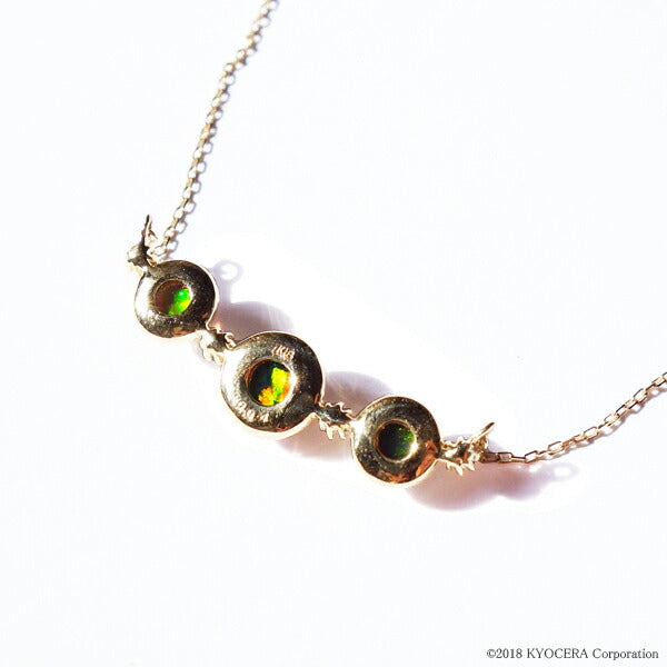 ブラックオパール/ダイヤモンド K18ネックレス(クレサンベール/カボションカット/両吊り/ミル打ち/10月誕生石)《WPDB2973》