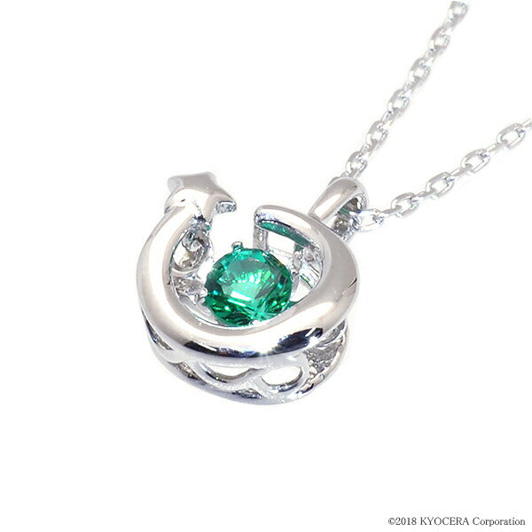 エメラルド K18ネックレス(クレサンベール/ダンシングストーン/サークル/5月誕生石)《WPDE2203》