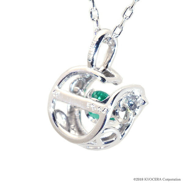 エメラルド K18ネックレス(クレサンベール/ダンシングストーン/サークル/5月誕生石)《WPDE2203》