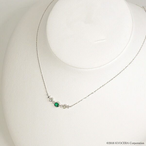 エメラルド/ダイヤモンド K18ネックレス(クレサンベール/オーバル/両吊り/アンティーク風/5月誕生石)《WPDE2631》