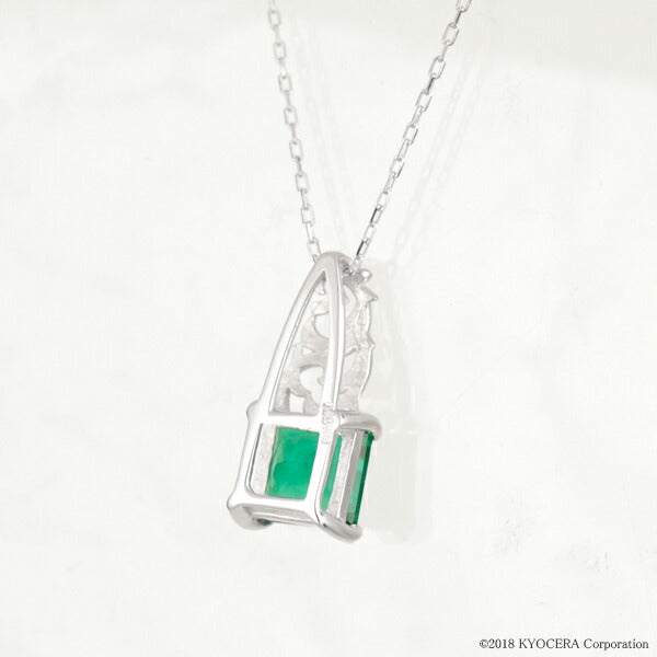 エメラルド K18ネックレス(クレサンベール/プリンセス/アンティーク風/5月誕生石)《WPDE2949》