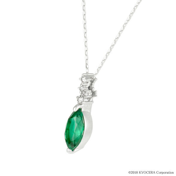 エメラルド/ダイヤモンド K18ネックレス(クレサンベール/マーキス/5月誕生石)《WPDE3141》