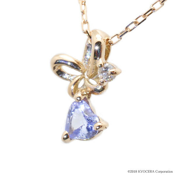 タンザナイト/ダイヤモンド K18ネックレス(蝶モチーフ/ハートモチーフ/12月誕生石)《WPDN2050》