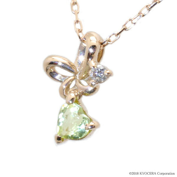 ペリドット/ダイヤモンド K18ネックレス(蝶モチーフ/ハートモチーフ/8月誕生石)《WPDN2053》