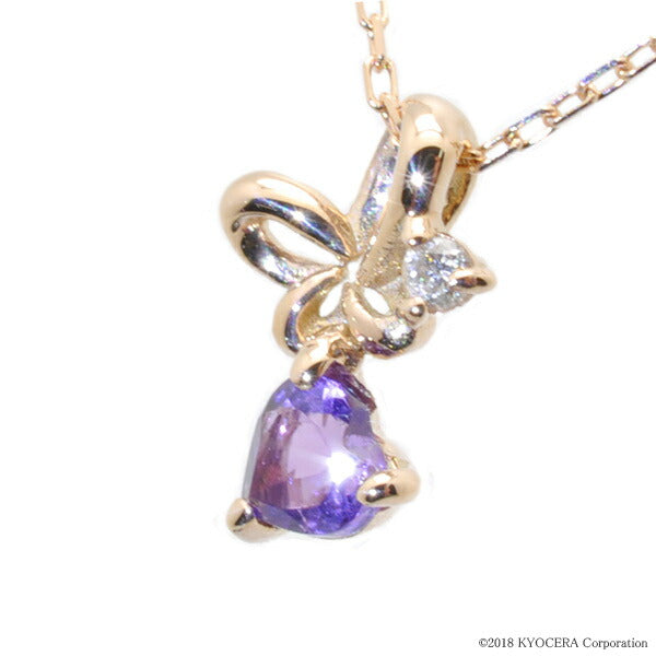 アメシスト/ダイヤモンド K18ネックレス(蝶モチーフ/ハートモチーフ/2月誕生石)《WPDN2054》