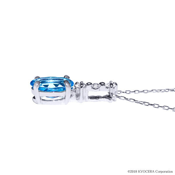 ブルートパーズ/ダイヤモンド K18ネックレス(オーバル/11月誕生石)《WPDN2991》