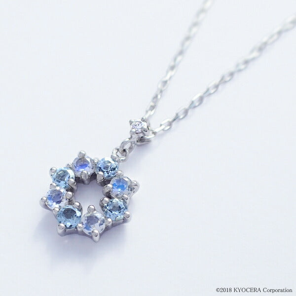アクアマリン/ダイヤモンド K18ネックレス(フラワーモチーフ/3月誕生石)《WPDN3088》