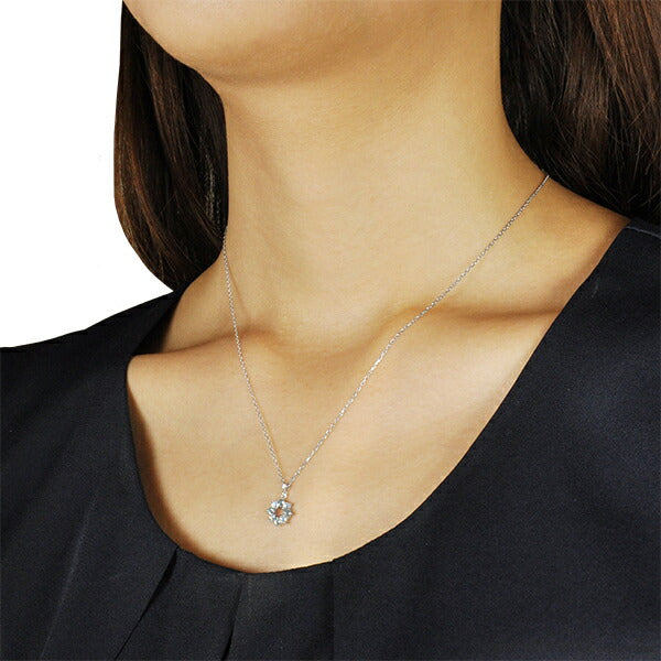 アクアマリン/ダイヤモンド K18ネックレス(フラワーモチーフ/3月誕生石)《WPDN3088》