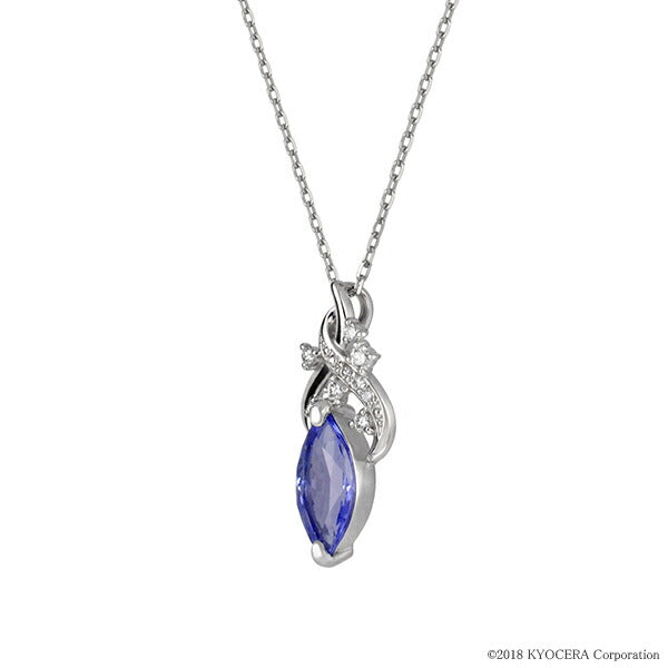 タンザナイト/ダイヤモンド PTネックレス(マーキス/12月誕生石)