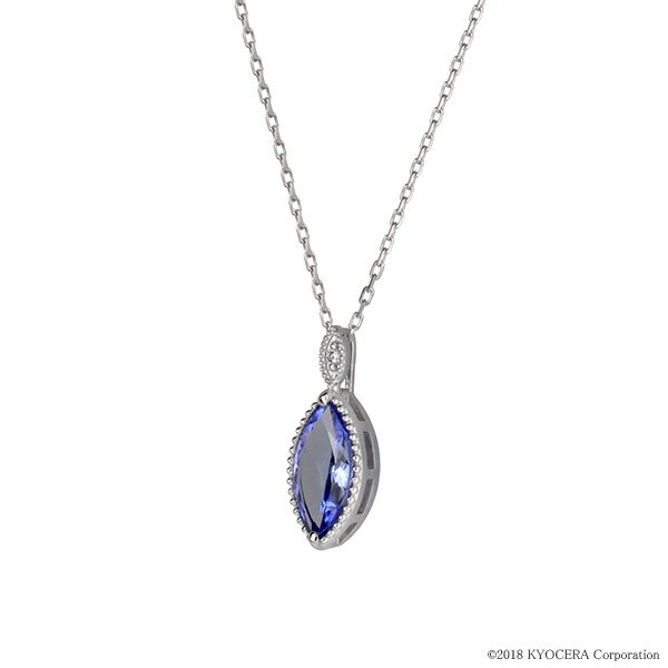 タンザナイト/ダイヤモンド プラチナネックレス(マーキス/ミル打ち/12月誕生石)《WPDN3341》