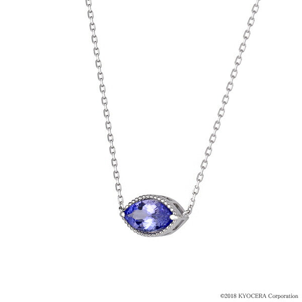 タンザナイト プラチナネックレス(マーキス/両吊り/ミル打ち/12月誕生石)《WPDN3342》
