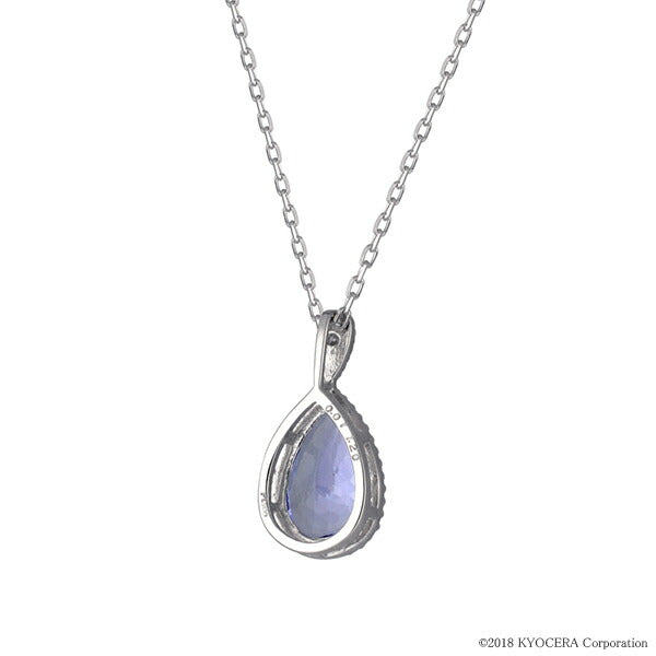 タンザナイト/ダイヤモンド プラチナネックレス(ペアシェイプ/ミル打ち/12月誕生石)《WPDN3346》