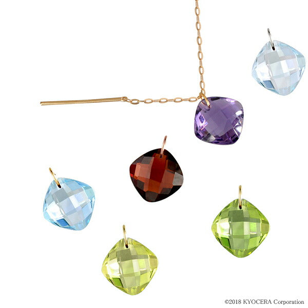 ガーネット K18ネックレス(チェッカーカット/1月誕生石)《WPDN3453》