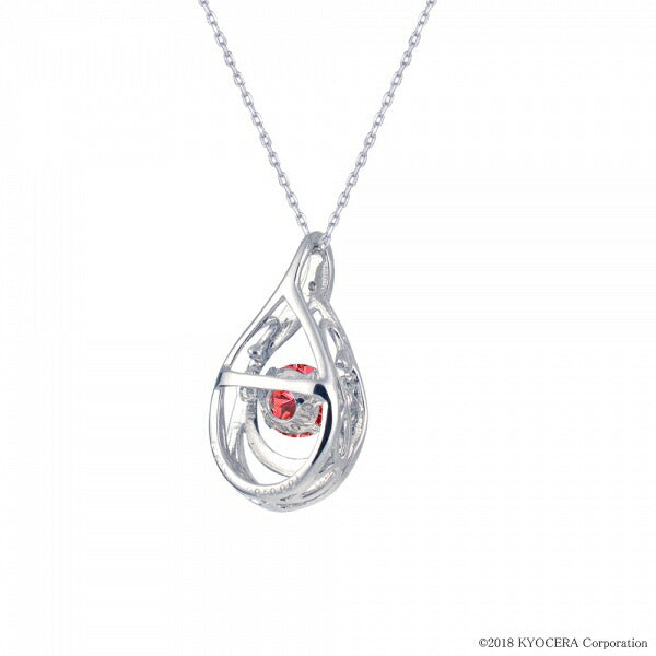 パパラチアサファイア/ダイヤモンド K18ネックレス(クレサンベール/ラウンドブリリアント/ダンシングストーン/雫モチーフ/9月誕生石)《WPDP2820》