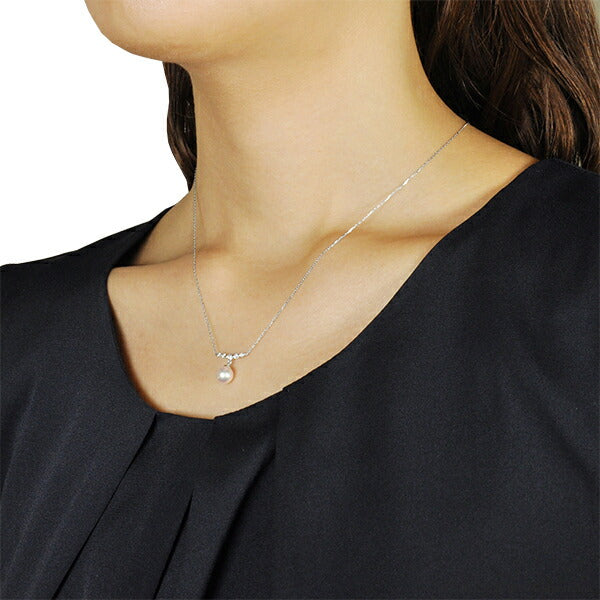 パール/ダイヤモンド K18ネックレス(アコヤ真珠 /6.0mmUP/6月誕生石)《WPDQ3082》