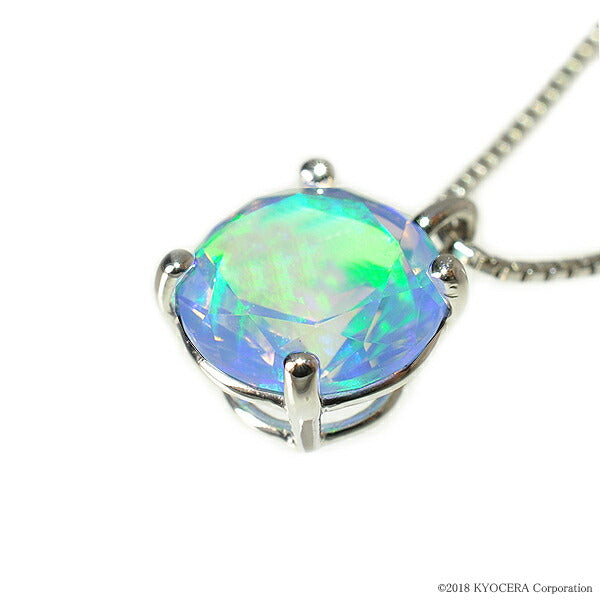ウォーターオパール プラチナネックレス(クレサンベール/2カラットサイズ/ラウンドブリリアント/10月誕生石)《WPDW2581》