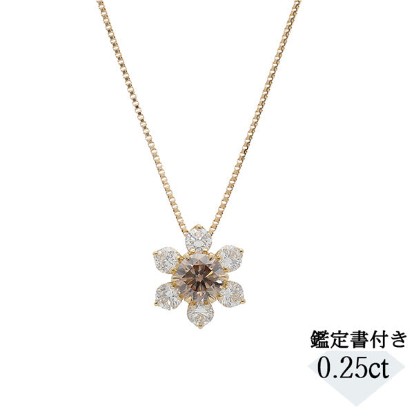 ブラウンダイヤモンド/ダイヤモンド K18ネックレス(0.25カラット/4月