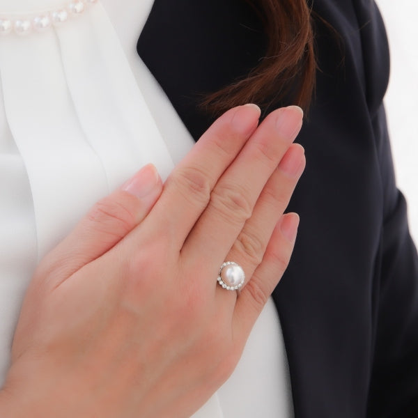 ダイヤモンド　真珠　指輪