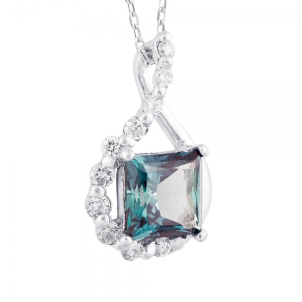 アレキサンドライト/ダイヤモンド K18ネックレス(クレサンベール/プリンセス/6月誕生石)《WPDA2900》