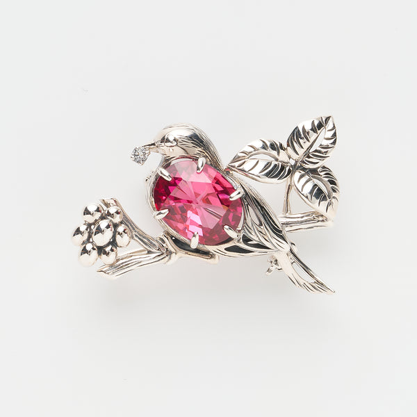 サファイア/ホワイトトパーズ シルバーブローチ兼ペンダントトップ