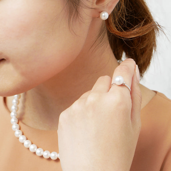 パール K18/K14 /SVネックレス/リング/イヤリング(アコヤ真珠/8.0mm