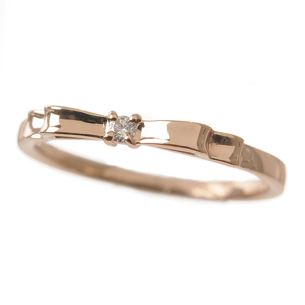 K18 ✨天然カルセドニー＆ダイヤモンド✨リボン リング(鑑別ソーティング付) ダイヤモンド K18リング(リボンモチーフ/4月誕生石)《BRGD7623