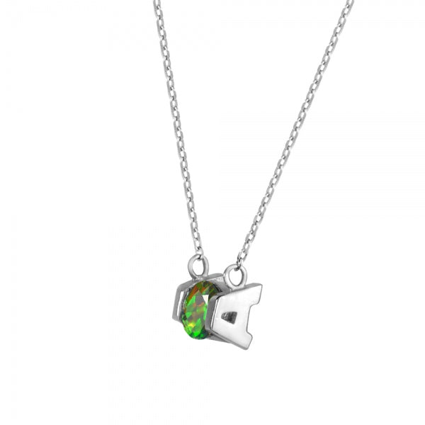 ブラックオパール K18ネックレス(クレサンベール/イニシャル/10月誕生石)