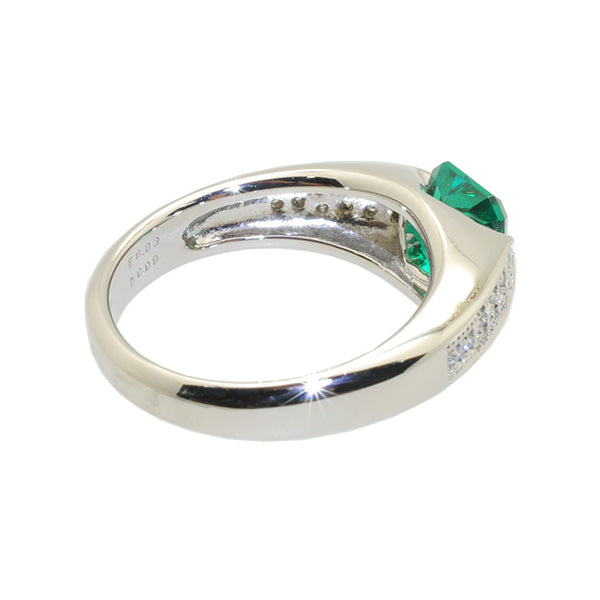 エメラルド/ダイヤモンド PTリング(クレサンベール/プリンセスエメラルド/5月誕生石)《BRGE7668》