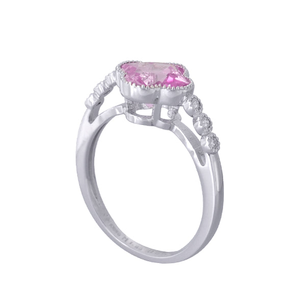 Ｋ１８　ピンクサファイヤ　ダイヤモンド　フラワーモチーフ　リング　指輪　約１７号