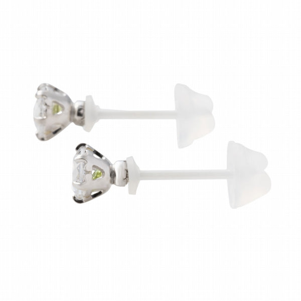 キュービックジルコニア/ペリドット K10セラミックピアス(Birthday/8月