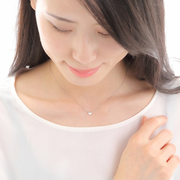 ダイヤモンド PTネックレス(0.15カラット/Dカラー/SI2UP/3EX(H&C)/一粒/フロートセッティング/4月誕生石/グレーディングレポート付き)