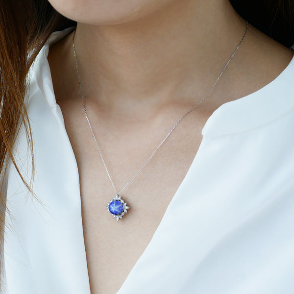スターサファイア/ダイヤモンド プラチナネックレス(クレサンベール  