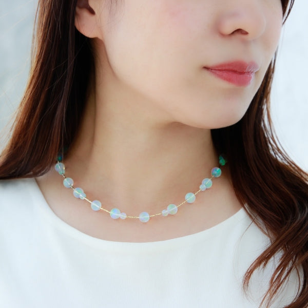 ウォーターオパール K14ネックレス(クレサンベール/10月誕生石)