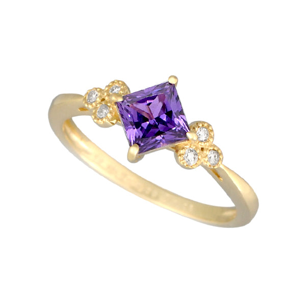 バイオレットサファイア/ダイヤモンド K18リング(クレサンベール
