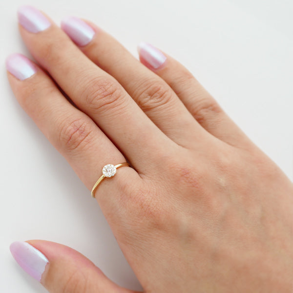 ダイヤモンド K18リング(計0.1カラット/ローズカット/取り巻き/4月