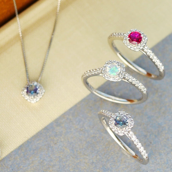 ルビー/ダイヤモンド PTリング(クレサンベール/取り巻き/7月誕生石)