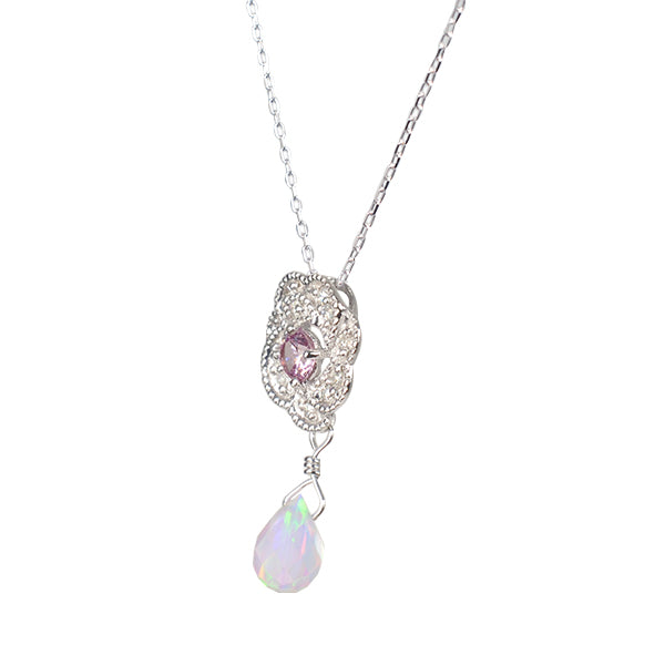 ピンクサファイア/ダイヤモンド K18ネックレス(クレサンベール/ブリオレット/9月誕生石)《WPDX2705》