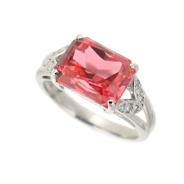 パパラチアサファイア　ダイヤモンド　プラチナリング 12号 ハートシェイプパパラチアサファイア 0.7ct ダイヤモンド プラチナ