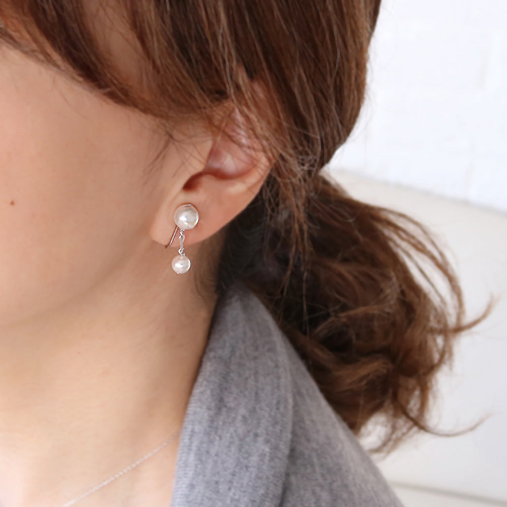 パール シルバーイヤリング(アコヤ真珠/5.5mm・7.5mm/6月誕生石  
