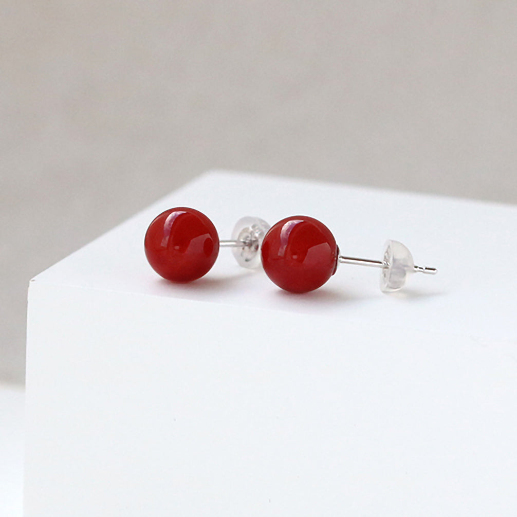 K18金珊瑚3連チェーンデザインピアス　coral earrings