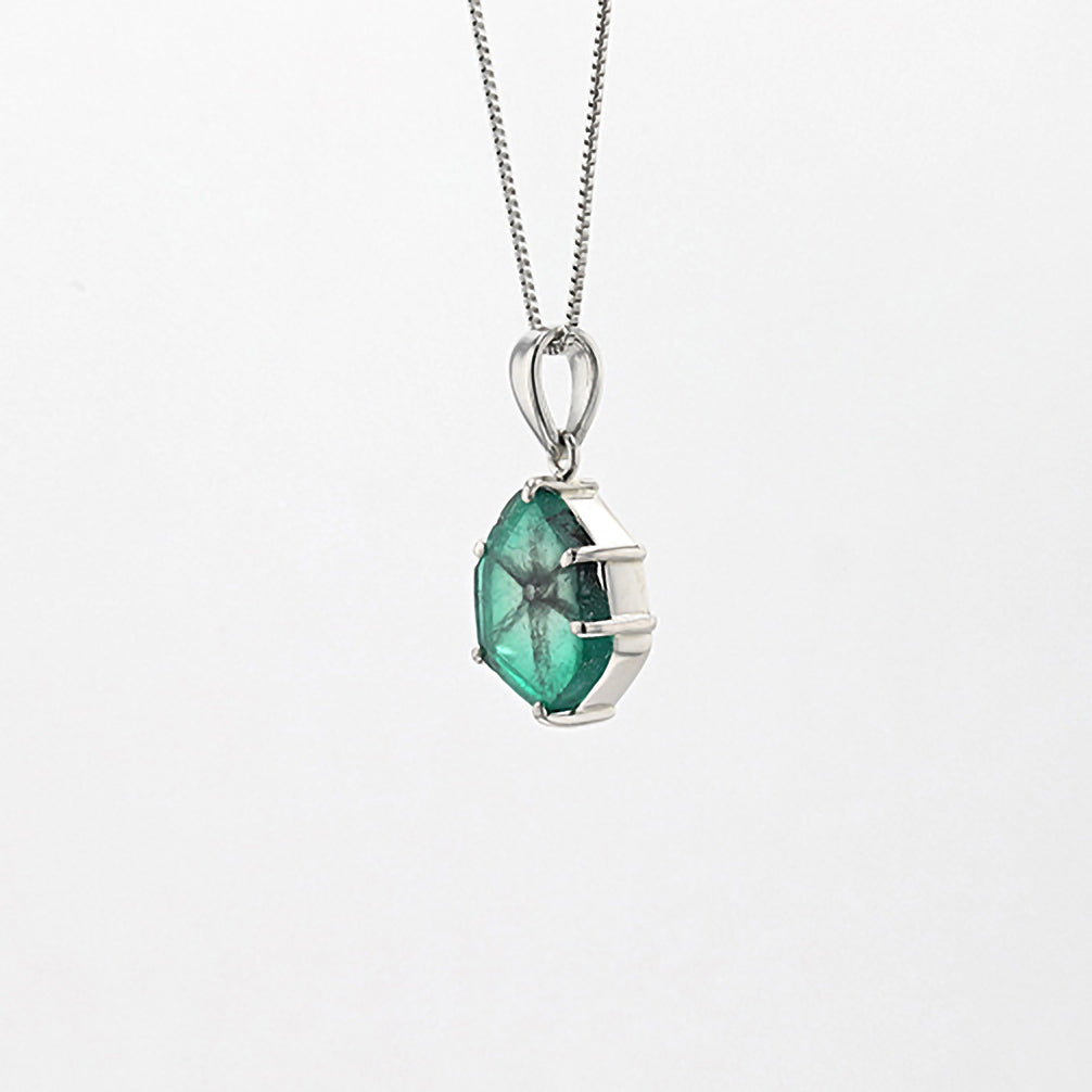 【限定1点】トラピッチェエメラルド/ダイヤモンド PTネックレス(1.75カラット/5月誕生石/鑑別書付き)