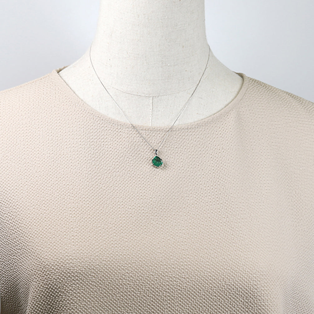 【限定1点】トラピッチェエメラルド/ダイヤモンド PTネックレス(1.75カラット/5月誕生石/鑑別書付き)