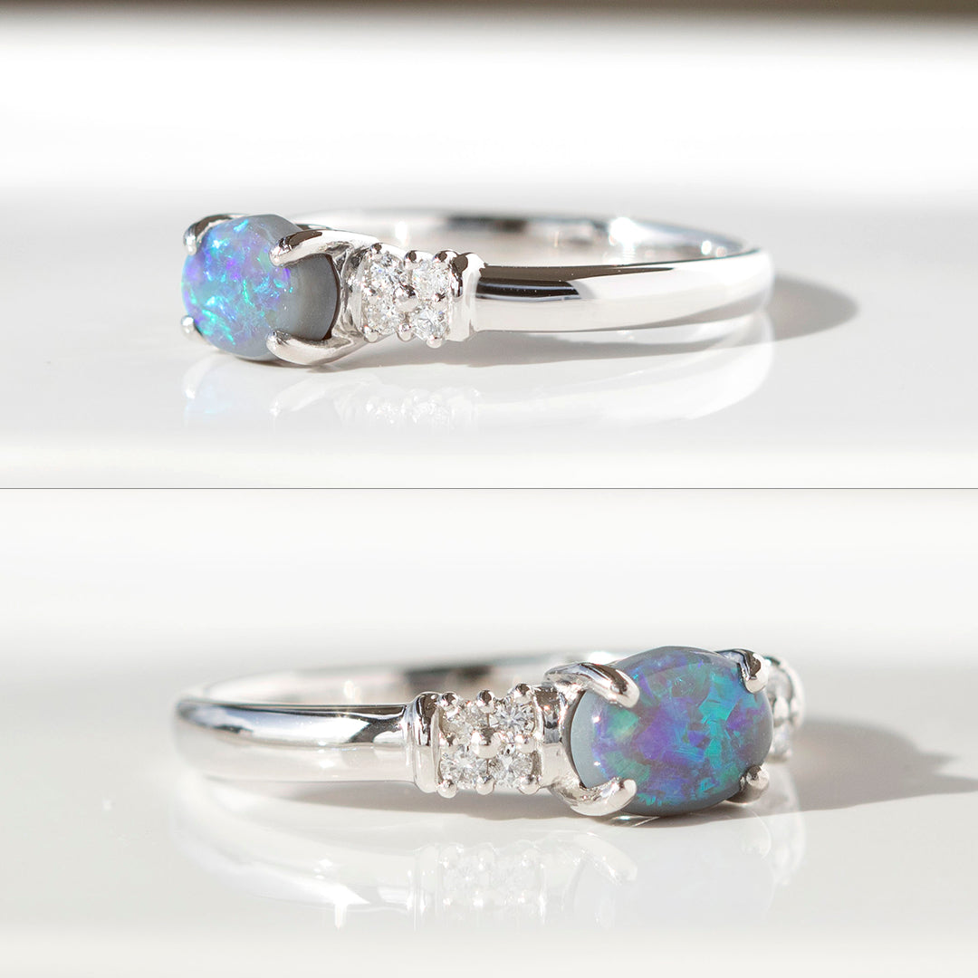 鑑別書付き ブラックオパール ダイヤ プラチナ リングとネックレス セット