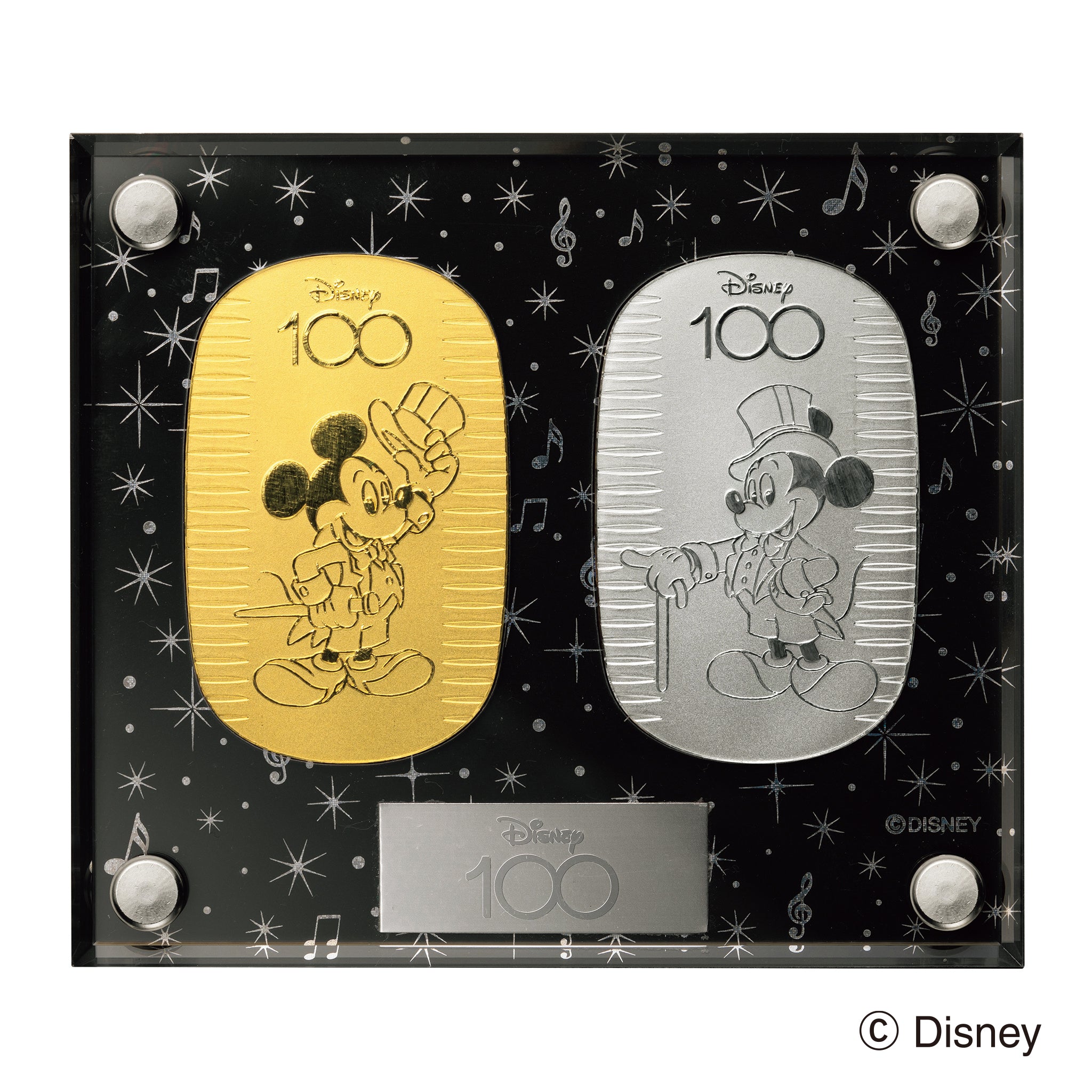 K24/PT999 金製品(純プラチナ/純金/「Disney 100」30g/2枚セット/アクリルケース付き)