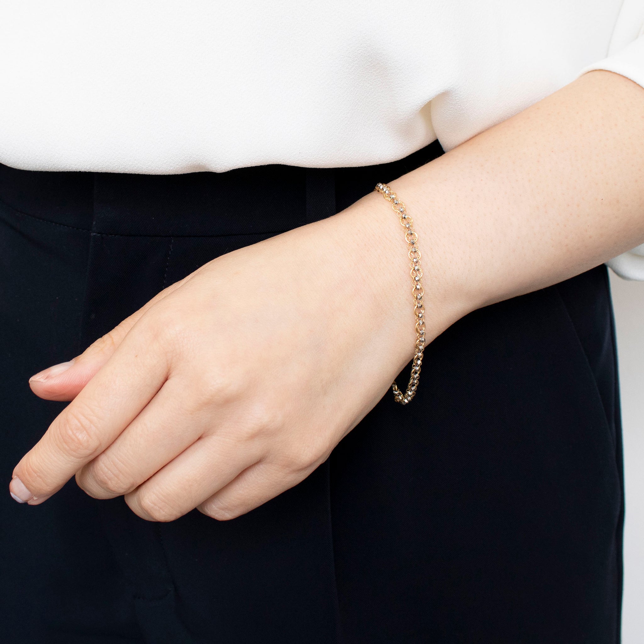 限定6点】K18/プラチナ ブレスレット(コンビカラー)《24C30113  