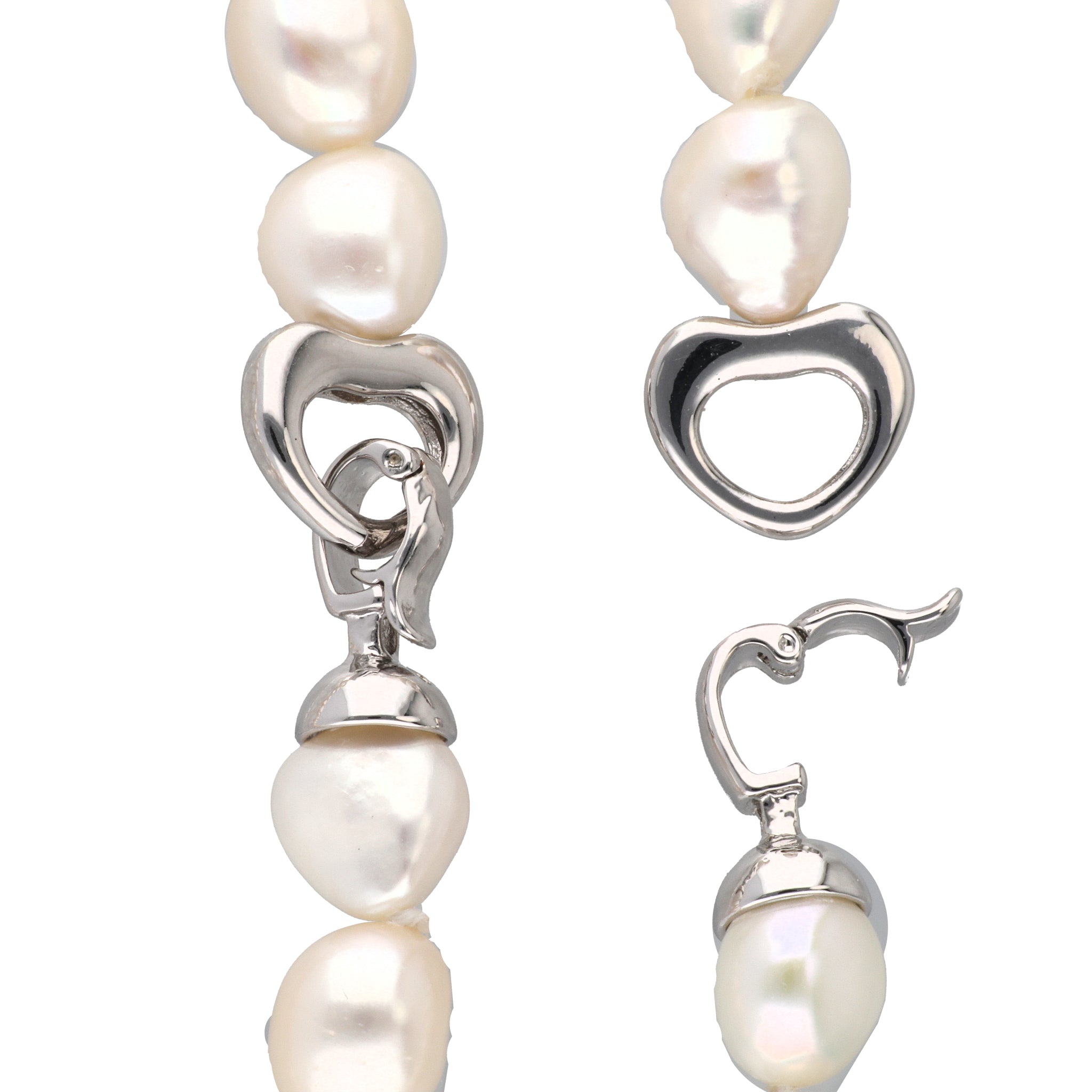 淡水パールと水晶クリスタルのホワイトトーン4連ネックレス&イヤリング  