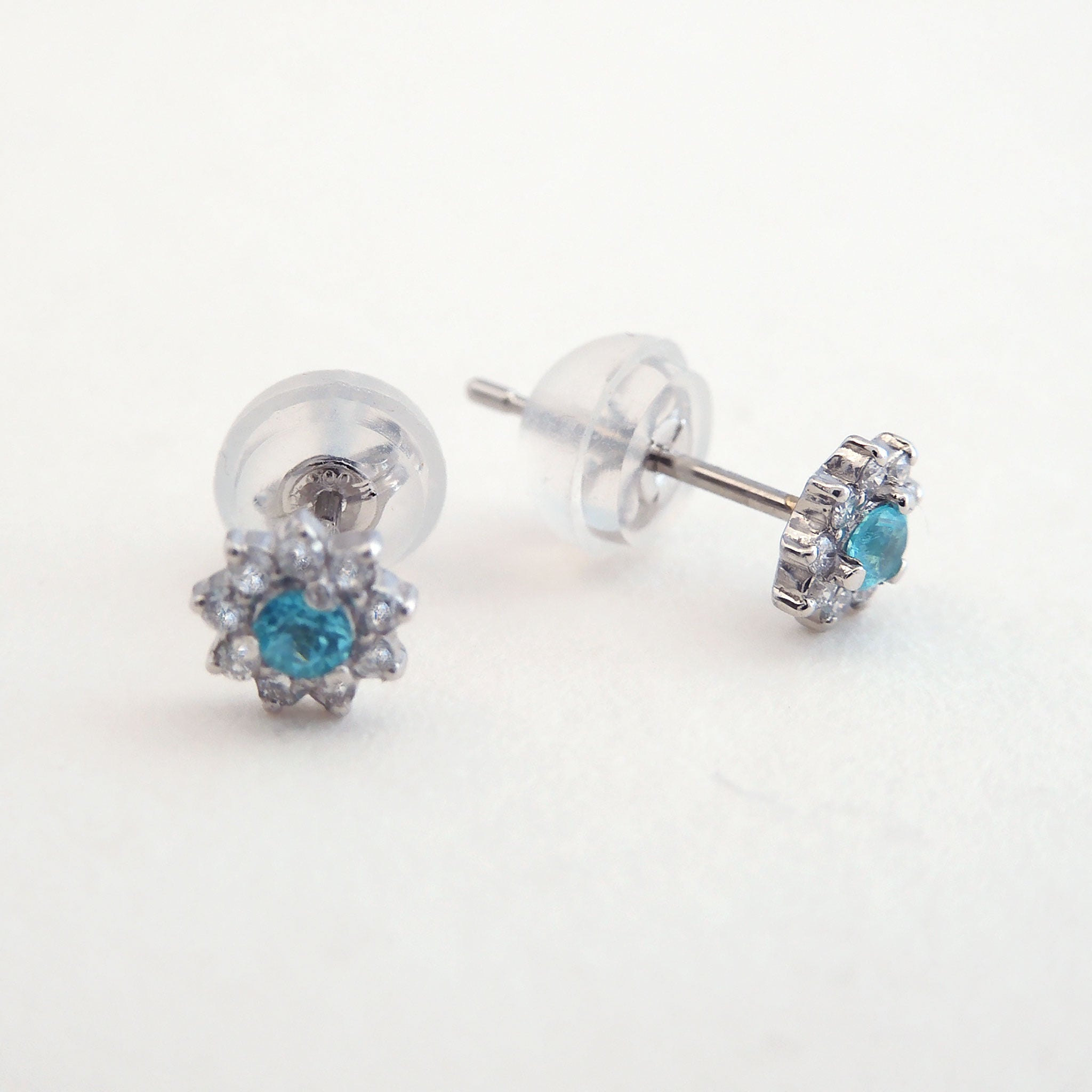 限定5点】パライバトルマリン/ダイヤモンド プラチナピアス(10月誕生石  