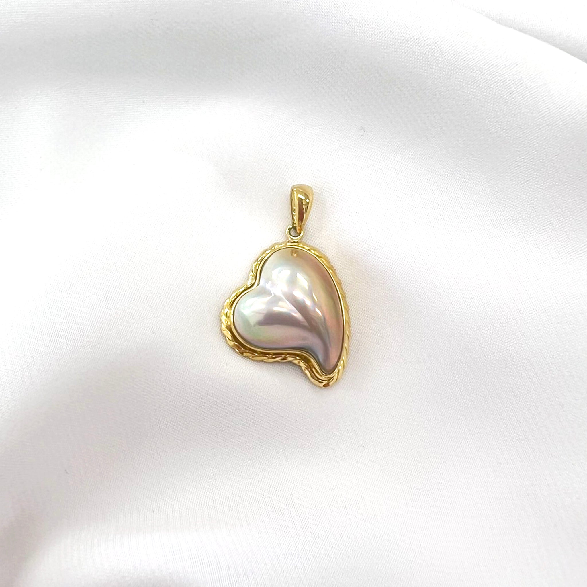 パール K18ペンダントトップ(マベ真珠/ハートモチーフ/6月誕生石  