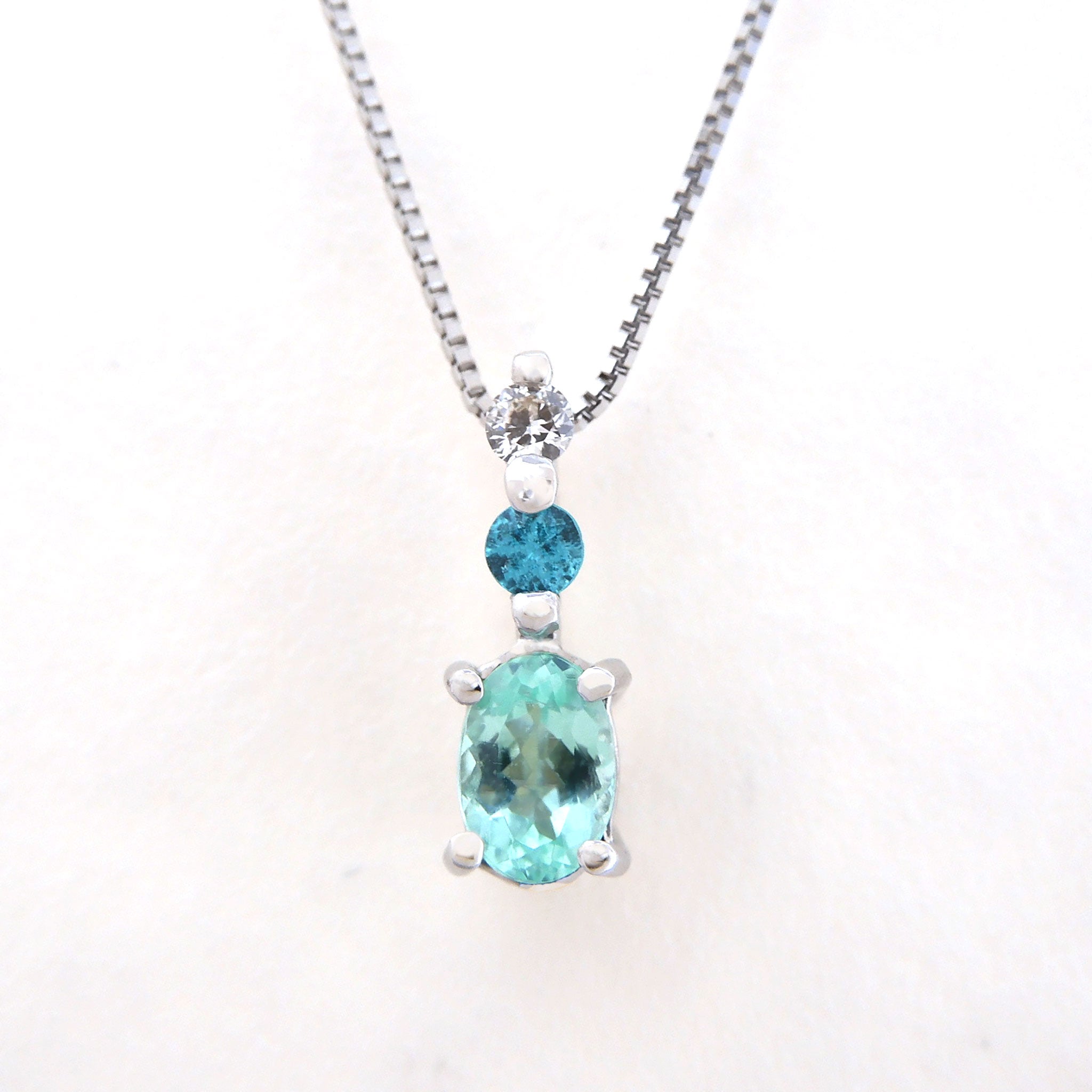 限定3点】パライバトルマリン/ダイヤモンド プラチナネックレス(10月  